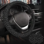 Black Leopard Print Cheetah Steering Wheel Cover For Women, Anti-slip Breatha.... Fixed Price $27.66.