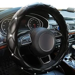 Leather Diamond Bling Black Steering Wheel Cover Fits Most Cars. Fixed Price $15.95.