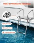 Boat Ladder 3 Step Telescoping Folding Stainless Steel Swim Deck 400LBS. Fixed Price $132.99.