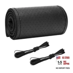 Wevdn Genuine Leather Steering Wheel Cover, Stitch On Wrap, Diy Full Hole Black. Fixed Price $21.02.