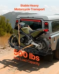 Motorcycle Carrier 500LB Steel Hitch Rack W/ Anti-tilt Lock Straps 2IN. Fixed Price $278.99.