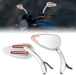 Motorcycle Mirrors With Brake & Turn Signal Rear Led Teardrop For 8MM/10M. Fixed Price $74.77.